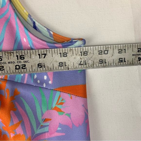 Boston Proper women's medium Mini Dress blue pink zip Tropical Print - Picture 10 of 12